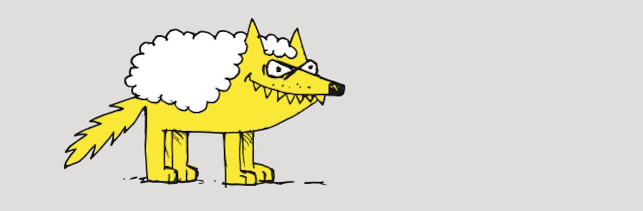 Karikatur "Wolf im Schafspelz". Zeichnung: Kompaktmedien/BZgA
